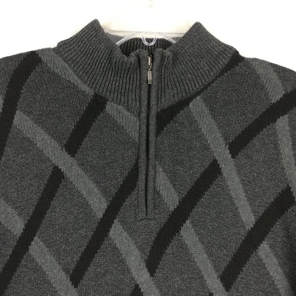 Lyle & Scott Mens Sweater 1/4 Zip Pullover Combed Cotton Charcoal Gray Knit L - Picture 3 of 10